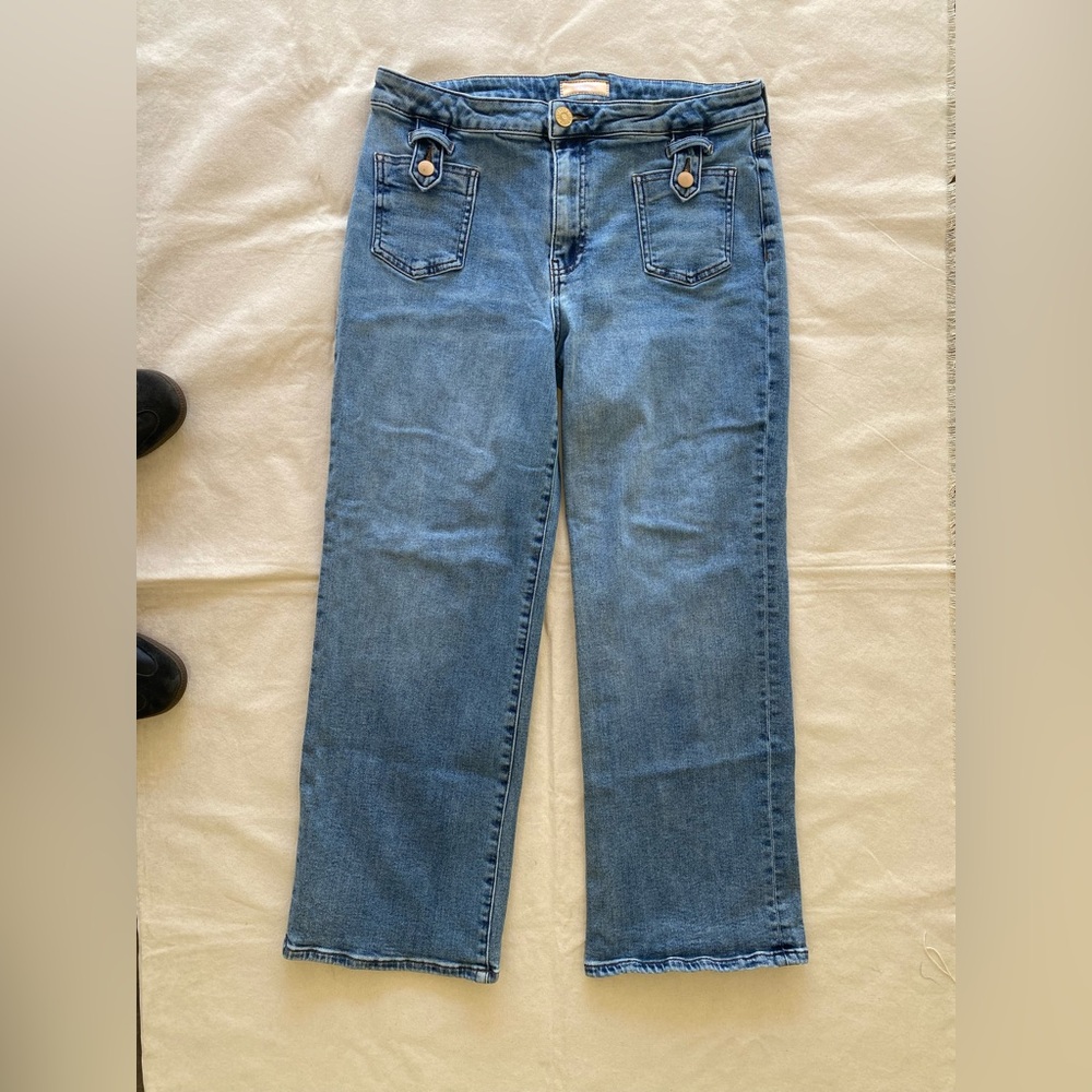Kut from the Kloth Charlotte High Rise Wide Leg Blue Straight Jeans Women’s 12 - Picture 2 of 14
